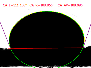 视频光学接触角测量仪 椭圆拟合结果